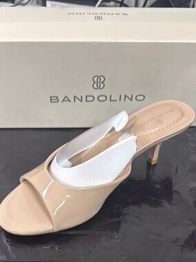 Bandolino Nude Patent Leather Slip-On Mule Heels